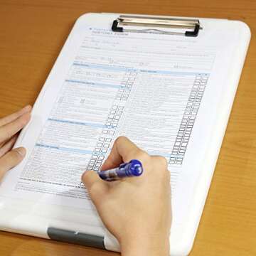 Think2Master Sturdy Plastic Storage Clipboard - Durable & Versatile