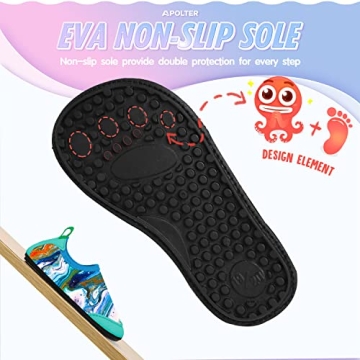Apolter Baby Boys and Girls Swim Water Shoes Barefoot Aqua Socks Non-Slip for Beach Pool Toddler Kids