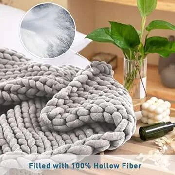 Weighted Idea Knit Weighted Blanket Queen Size (60" x80", 15lbs, Light Grey) Handmade Throw Blanket for Adults, Soft and Chunky, Best Gift for Christmas
