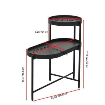 HoRunzelin Modern 2 Tier End Table,Round and Oval Side Tables for Living Room Small Spaces,Metal Fra...