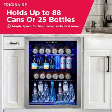Frigidaire EFMIS9O00, Beverage Fridge Refrigerator with Glass Door, Compact Mini Fridge with Digital...