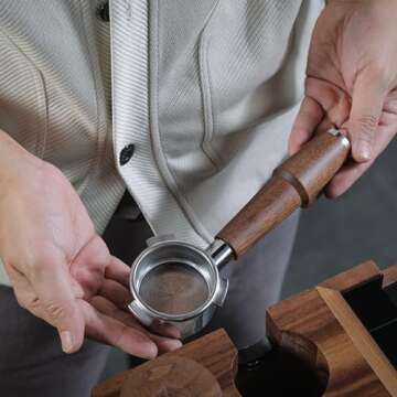 KNODOS Breville Espresso Machine Accessories Set 54mm Walnut Bottomless Portafilter,Calibrated Tamper, Coffee Distributor, WDT Tool, Espresso Funnel and Filter