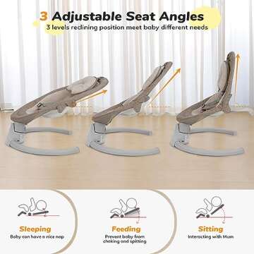 Ezebaby Baby Swings for Infants, Portable Baby Swing for Newborn, with Remote Control, 5 Swing Amplitudes, 3 Seat Positions, 5 Point Harness Belt, Preset Lullabies - Infant Swing for Baby 0-6 Month