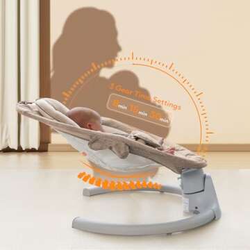 Ezebaby Baby Swings for Infants, Portable Baby Swing for Newborn, with Remote Control, 5 Swing Amplitudes, 3 Seat Positions, 5 Point Harness Belt, Preset Lullabies - Infant Swing for Baby 0-6 Month