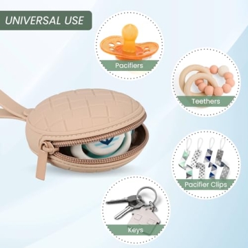 Silicone Pacifier Holder Case, Pack of 3 Baby Silicone Pacifier Holder for Boys & Girls, Portable Silicone Pacifier Container Case (Color 2)
