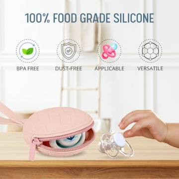 Silicone Pacifier Holder Case, Pack of 3 Baby Silicone Pacifier Holder for Boys & Girls, Portable Silicone Pacifier Container Case (Color 2)