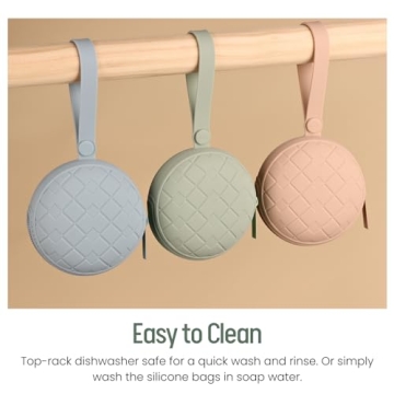 Silicone Pacifier Holder Case, Pack of 3 Baby Silicone Pacifier Holder for Boys & Girls, Portable Silicone Pacifier Container Case (Color 2)