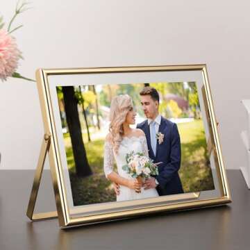 Gold 7x5" Floating Frame(Horizontal) 2pack for picture 3.5x5'', 4x6'', Classy gold Frames Tabletop/S...