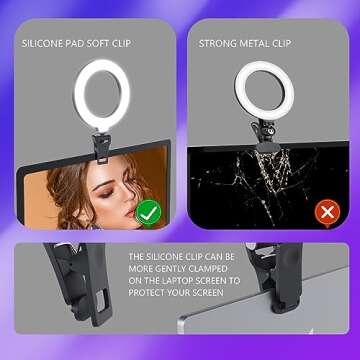 Whellen Video Conference Lighting Kit with Tripod Stand, Ring Light for Monitor Clip On Laptop, 6.3'' LED Video Light for Distance Learning, Zoom Meeting Lighting, Remote Working, Video Recording and Live Streaming, Computer Video Conferencing