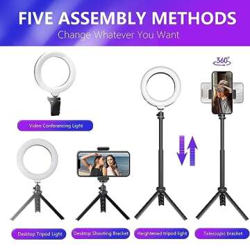 Whellen Video Conference Lighting Kit with Tripod Stand, Ring Light for Monitor Clip On Laptop, 6.3'' LED Video Light for Distance Learning, Zoom Meeting Lighting, Remote Working, Video Recording and Live Streaming, Computer Video Conferencing