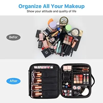 DISEN Makeup Bag Organizer for Travel with Adjustable Dividers
