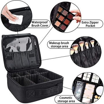 DISEN Makeup Bag Organizer for Travel with Adjustable Dividers