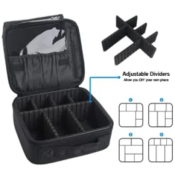 DISEN Makeup Bag Organizer for Travel with Adjustable Dividers