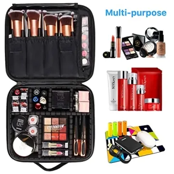 DISEN Makeup Bag Organizer for Travel with Adjustable Dividers