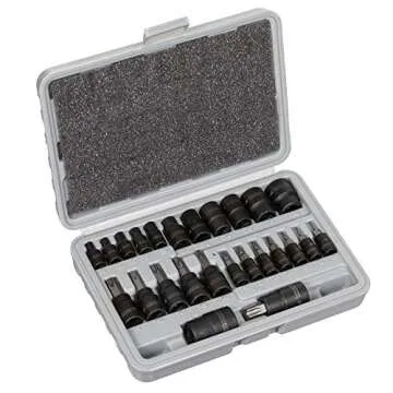 Torx Bit Socket Set (25 Piece Set - Torx and External Socket Set) 1/4", 3/8", and 1/2" Drive - 13 Star Socket Bits & 12 Female E Torx Sockets - Professional Grade Auto & Motorcycle Mechanic Socket Set