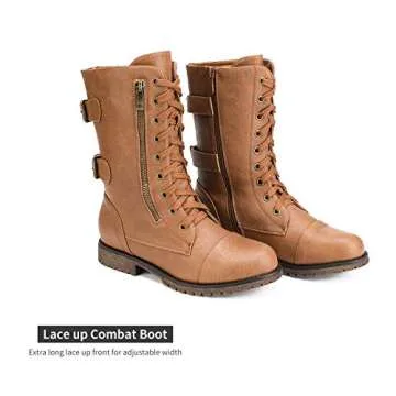 DREAM PAIRS Women's Combat Boots with Wallet Pocket