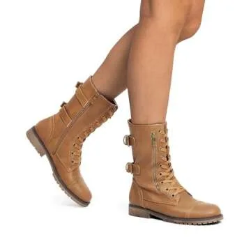 DREAM PAIRS Women's Combat Boots with Wallet Pocket
