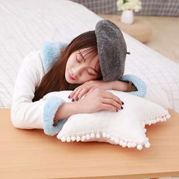 elfishgo Creative Star Moon and Cloud Plush Pillows Stuffed Toys (White, Star)
