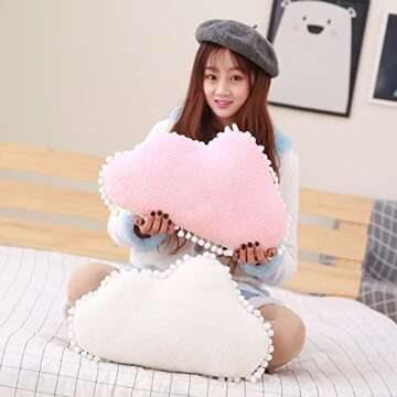 elfishgo Creative Star Moon and Cloud Plush Pillows Stuffed Toys (White, Star)