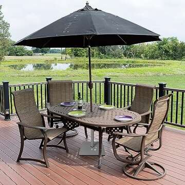 Sundale Outdoor Umbrella Base 40LBS Patio Umbrella Base,Metal Built-in Cement Umbrella Stand,White