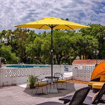 Sundale Outdoor Umbrella Base 40LBS Patio Umbrella Base,Metal Built-in Cement Umbrella Stand,White