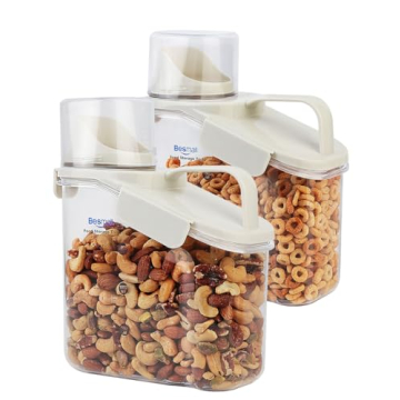 Besmall Airtight Cereal Containers - Large Storage Set with Measuring Cup