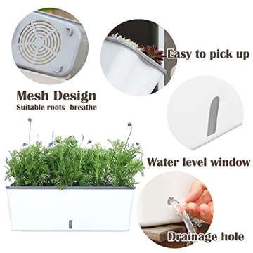 4 Pack Self-Watering Rectangular Planters for Herbs