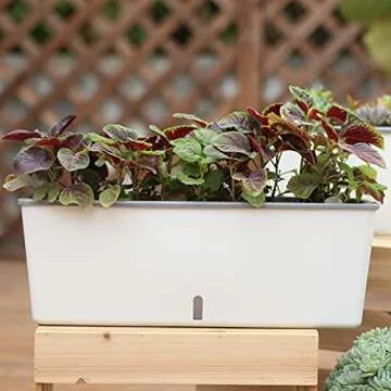 4 Pack Self-Watering Rectangular Planters for Herbs