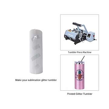 PYD Life Sublimation Blank Glitter Skinny Tumbler Pink 20 OZ Straight Stainless Steel Coffee Cups with Lid and Metal Straw for Tumbler Heat Press Sublimation Oven Printing 4 Pack