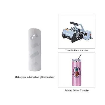 PYD Life Sublimation Blank Glitter Skinny Tumbler Pink 20 OZ Straight Stainless Steel Coffee Cups with Lid and Metal Straw for Tumbler Heat Press Sublimation Oven Printing 4 Pack