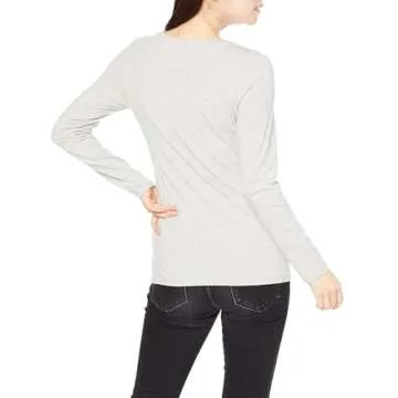 Amazon Essentials Women's Classic-Fit Long-Sleeve Crewneck T-Shirt (Available in Plus Size), Light Grey Heather, Small
