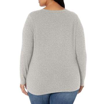 Amazon Essentials Women's Classic-Fit Long-Sleeve Crewneck T-Shirt (Available in Plus Size), Light Grey Heather, Small
