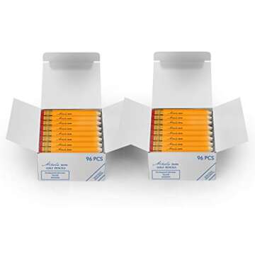 Nikola Works Mini Golf Pencils With Erasers - 192 Count - Classic Pre-Sharpened #2 HB American Pew Pencils Standard Hex Shaped Bulk Pack