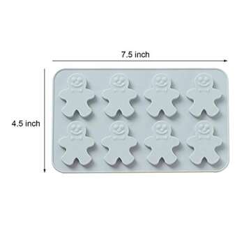 MoldFun 2Pcs 8-Cavity Gingerbread Man Ice Cube Tray Silicone Mold for DIY Chocolate Candy Gummy Jell...