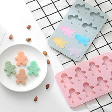MoldFun 2Pcs 8-Cavity Gingerbread Man Ice Cube Tray Silicone Mold for DIY Chocolate Candy Gummy Jello Jelly Bakeware Baking Muffin Cupcake Cake Soap Lotion Bar Kitchen Pastry Tools