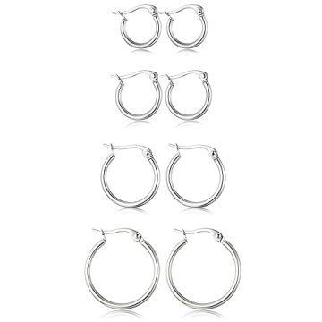 ORAZIO 4 Pairs Hoop Earrings Set for Women 10MM-20MM