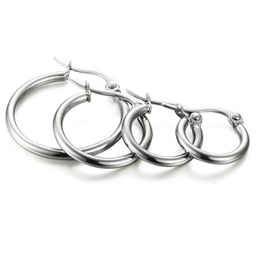 ORAZIO 4 Pairs Hoop Earrings Set for Women 10MM-20MM
