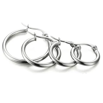 ORAZIO 4 Pairs Hoop Earrings Set for Women 10MM-20MM