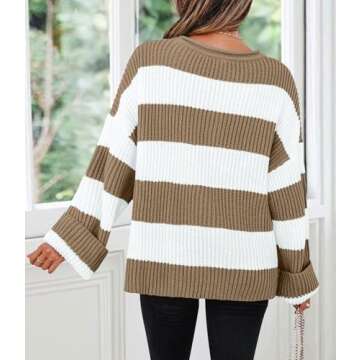 Stylish Oversized Striped Color Block Sweater for Women
