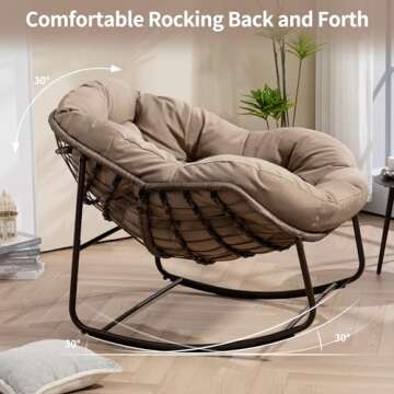 Villeston Outdoor Papasan Rocking Chair - Oversized Comfy Patio Chair for Relaxation