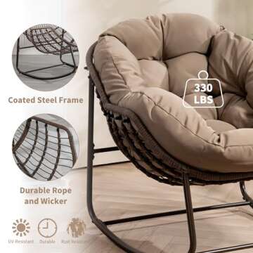 Villeston Outdoor Papasan Rocking Chair for Ultimate Comfort