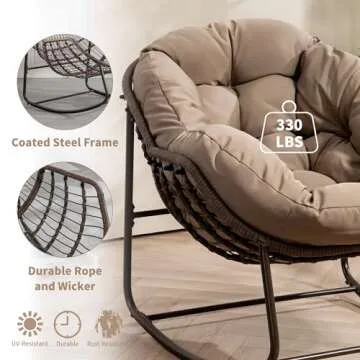 Villeston Outdoor Papasan Rocking Chair for Ultimate Comfort