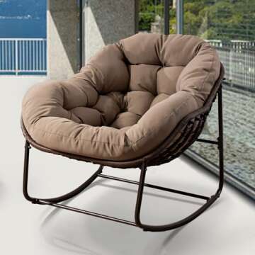 Villeston Outdoor Papasan Rocking Chair for Ultimate Comfort