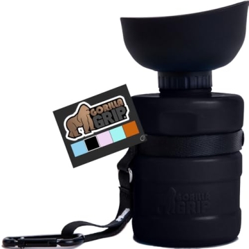 Gorilla Grip Dog Water Bottle - 20 oz Leak Proof Pet Travel Squeeze Bottle, Food Grade Silicone, Per...