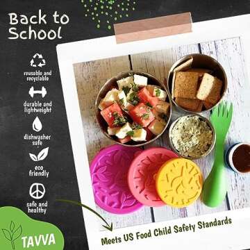 TAVVA Stainless Steel Snack Containers for Kids (12oz/7oz/3oz), Stainless Steel Containers with Lids...