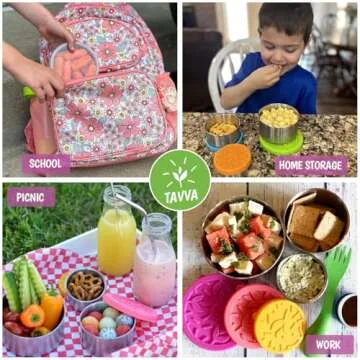 TAVVA Stainless Steel Snack Containers for Kids (12oz/7oz/3oz), Stainless Steel Containers with Lids, Stainless Steel Lunch Box for Kids, Lunch Box Containers for Kids