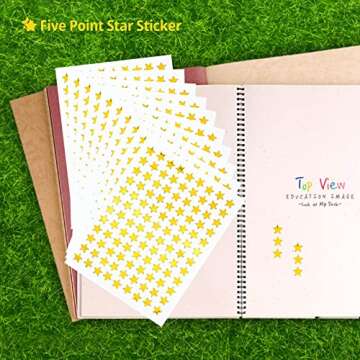 1080 Pcs 10 Sheets Tiny Gold Star Stickers, 0.3" Diameter Reward Stickers, Small Star Stickers for Reward Chart (10)