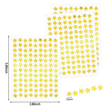 1080 Pcs 10 Sheets Tiny Gold Star Stickers, 0.3" Diameter Reward Stickers, Small Star Stickers for Reward Chart (10)
