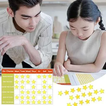 1080 Pcs 10 Sheets Tiny Gold Star Stickers, 0.3" Diameter Reward Stickers, Small Star Stickers for Reward Chart (10)