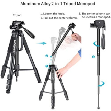 Lightweight NEEWER Portable 2-in-1 Tripod Monopod